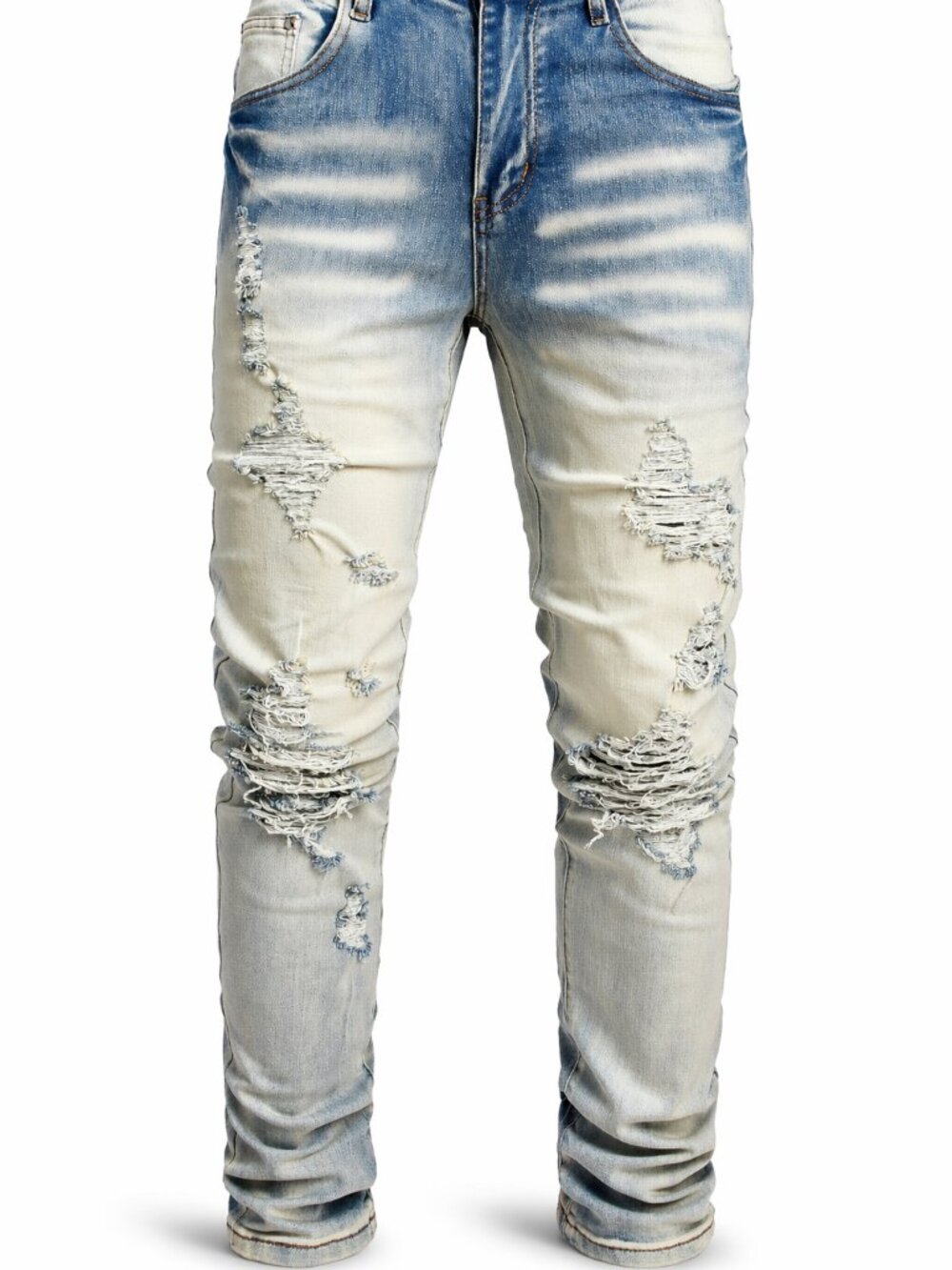 Men's Ripped Straight Holes Stretchy Jeans
